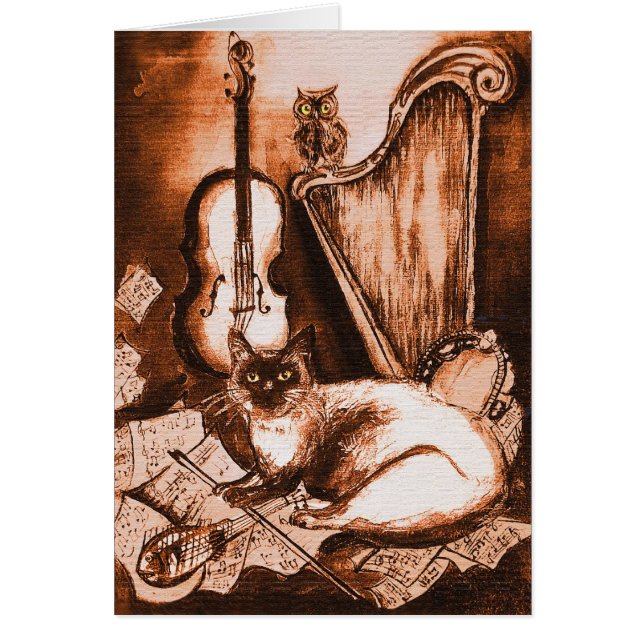 GATO MUSICAL DEL PADRE Y OWL, Blanco Marrón (Frente)