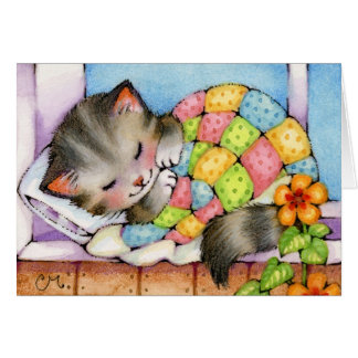 Gato Napping - tarjeta linda del gatito