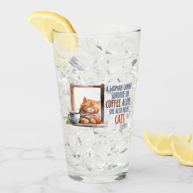 Gato Naranja con sueño con café - Gato acogedor (Anverso (hielo))