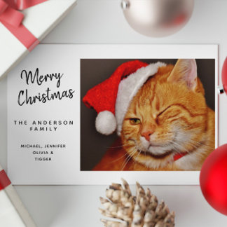 Gato Naranja Divertido Feliz Navidad con Gorro de
