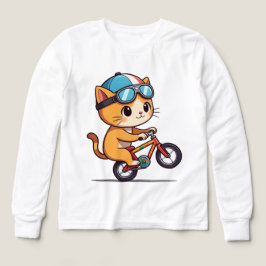 Gato Naranja lindo montando una camiseta para niño