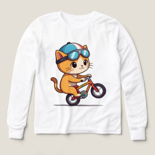 Gato Naranja lindo montando una camiseta para niño