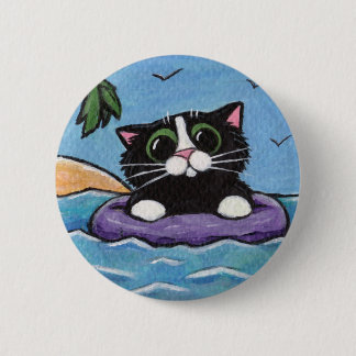 Gato naufragado - botón del arte del gato