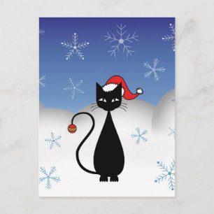 Gato navidad con copos de nieve