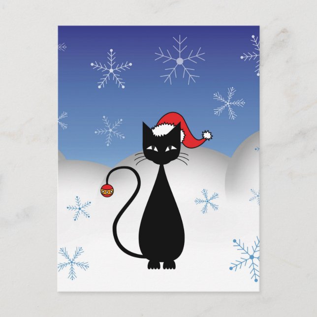 Gato navidad con copos de nieve (Anverso)