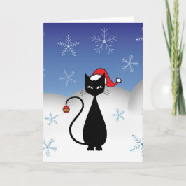 Gato navidad con copos de nieve
