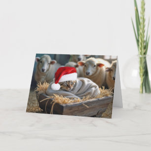 Gato navidad En El Manger De Barn