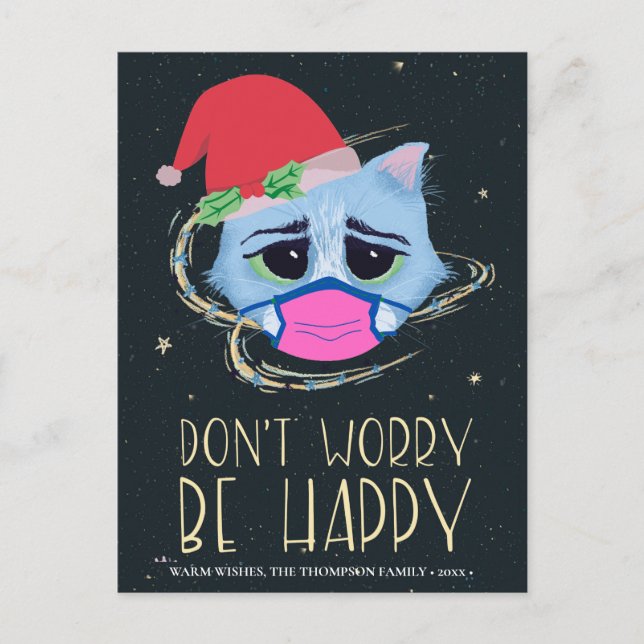 Gato navidad en máscara facial | No te preocupes C (Anverso)
