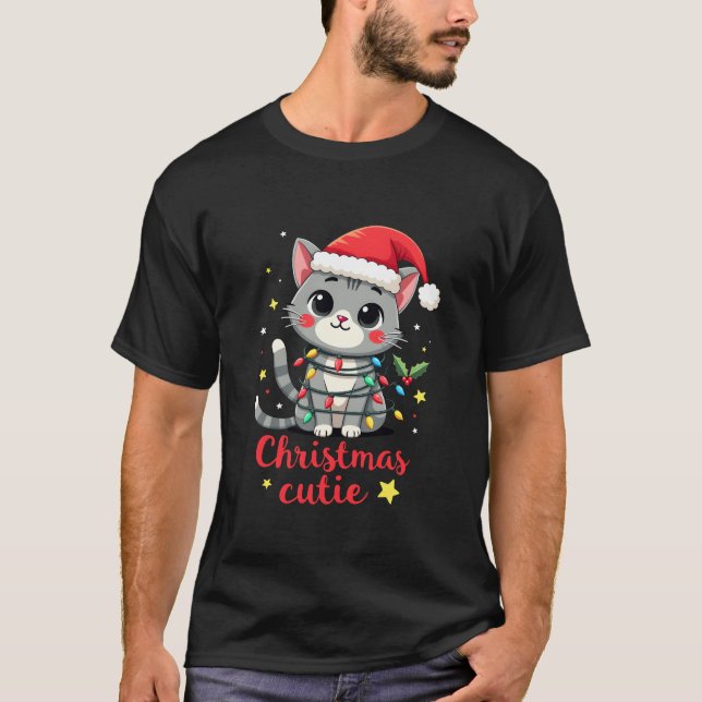 Gato Navidad Gatito Bonito Camiseta de Navidad par (Anverso)