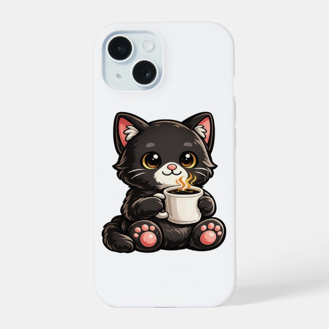 Gato Negro Adorable con Café (Reverso )