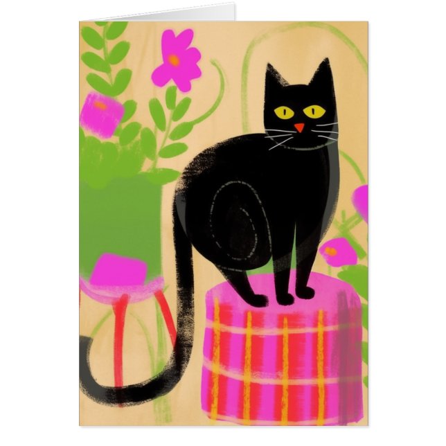 Gato Negro Adorable Con Hogares (Frente)