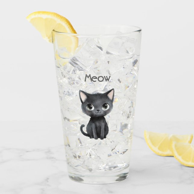 Gato Negro Adorable Maúlla (Anverso (hielo))