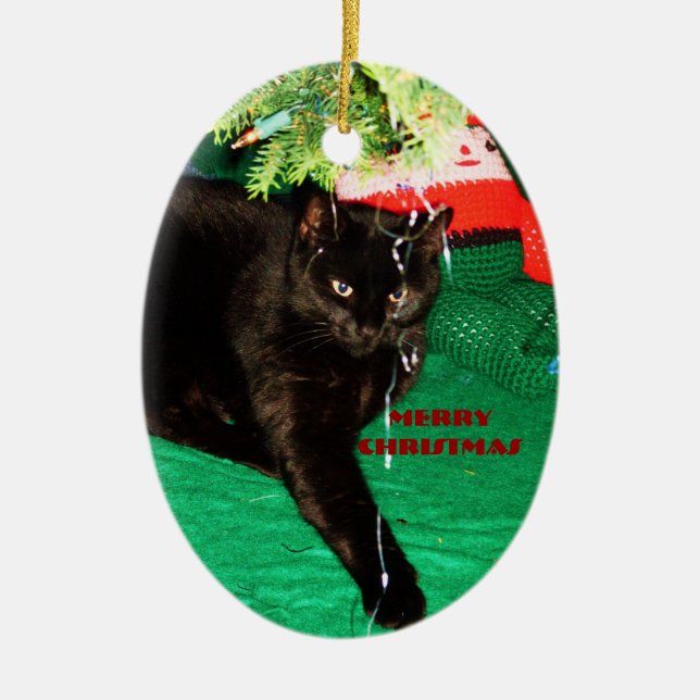GATO NEGRO, adorno de NAVIDAD MEROSA (Frente)