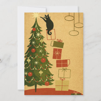 Gato Negro Antiguo Decorando Árbol de Navidad