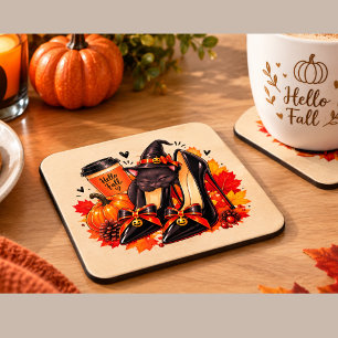 Gato Negro Brujo Halloween Posavasos – Tacones Gót