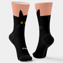 Gato negro calcetines con nombre personalizado - r