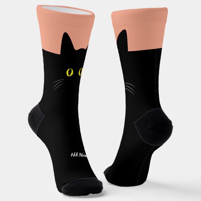 Gato negro calcetines con nombre personalizado - r (Angular)