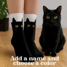 Gato negro calcetines con nombre personalizado - r