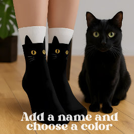 Gato negro calcetines con nombre personalizado - r