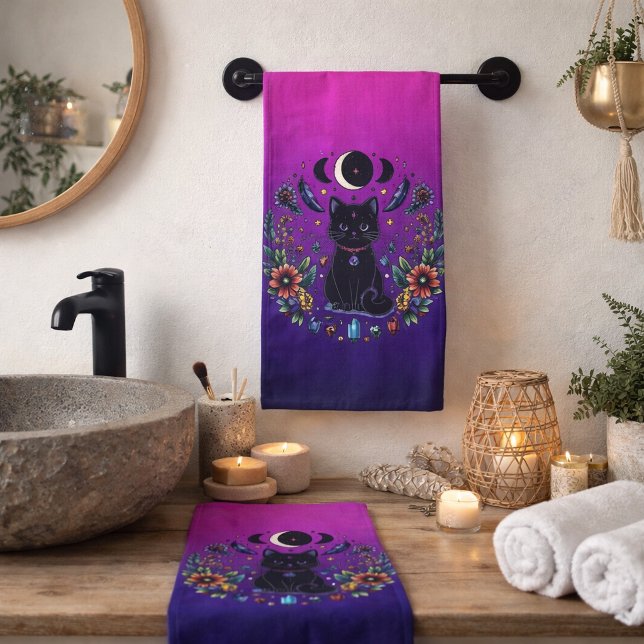Gato Negro Celestial Místico Rosa Púrpura (Subido por el creador)