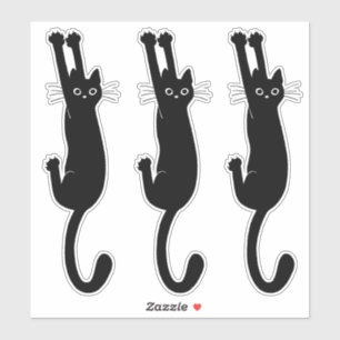 Gato negro colgando   Funny Kitty Vinyl Pegatinas