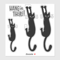 Gato negro colgando | Funny Kitty Vinyl Pegatinas