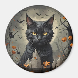 Gato negro con imán de murciélago