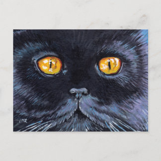 Gato negro con ojos amarillos | Postales de arte g