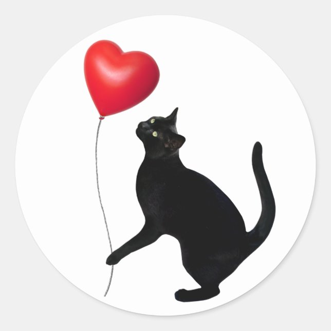 Gato negro con Pegatinas de globos rojos (Anverso)