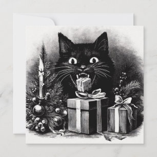 Gato Negro con Regalos de Navidad
