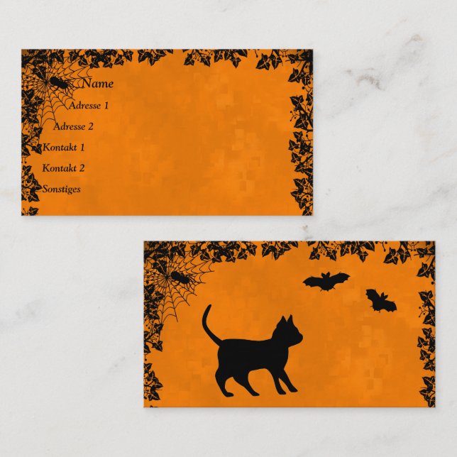 Gato negro con tarjeta de presentación Bat and Spi (Anverso / Reverso)