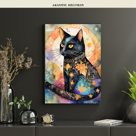 Gato negro cósmico Arte Gato Celestial Espíritu má