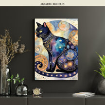Gato negro cósmico Arte Gato Celestial Espíritu má
