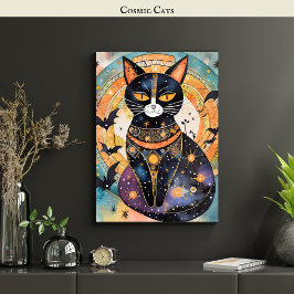 Gato negro cósmico Arte Gato Celestial Espíritu má