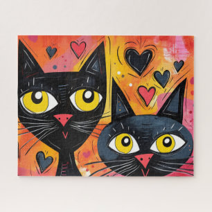 GATO NEGRO CUTE ART JIGSAW PUZZLE
