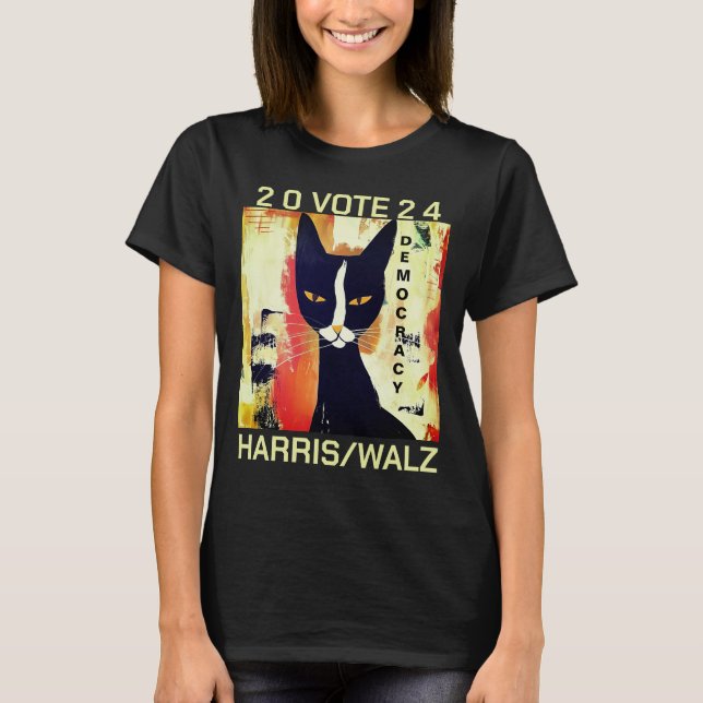 Gato Negro Damas De La Camiseta De Kamala (Anverso)