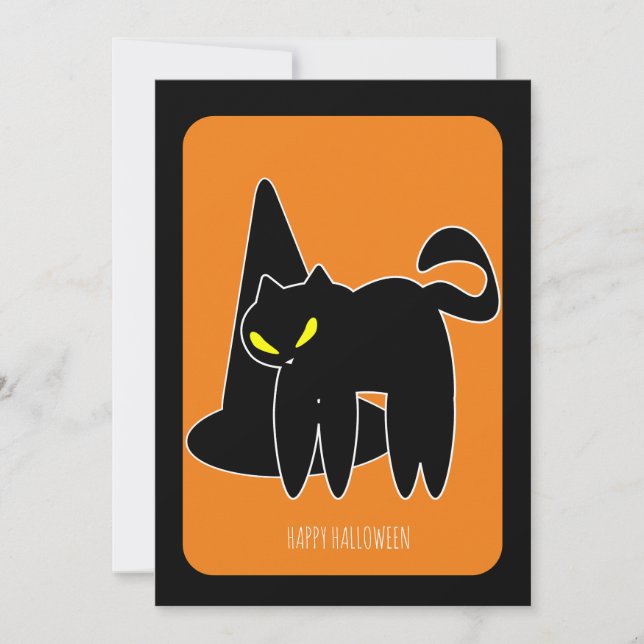 Gato negro de bruja de Halloween vintage (Anverso)