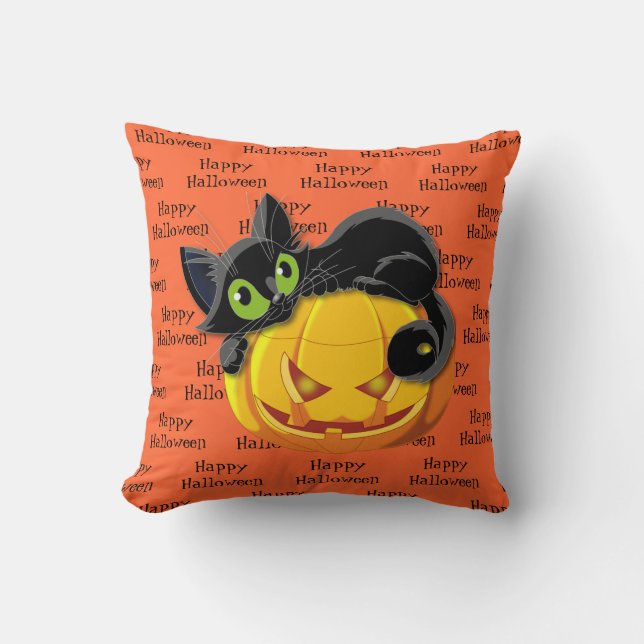 Gato negro de Cojín decorativo de Halloween (Anverso)