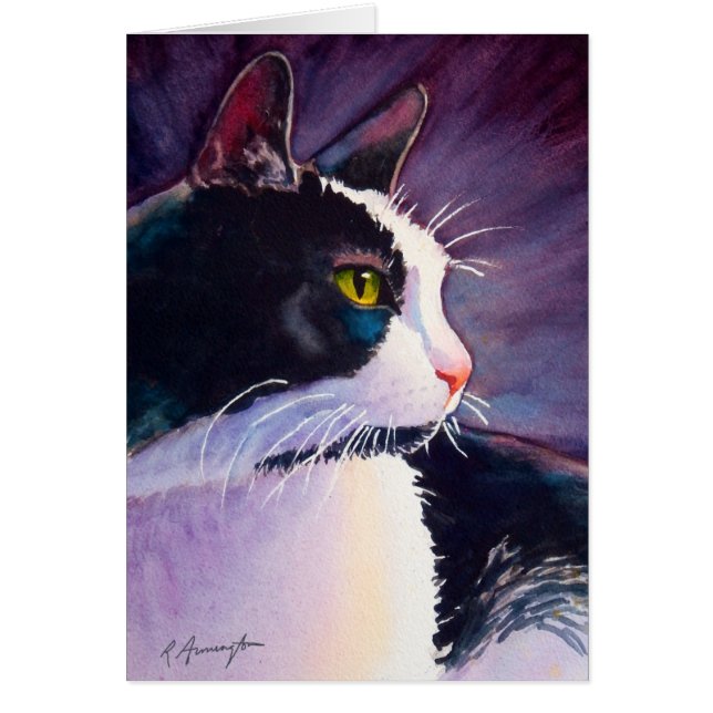 Gato negro de esmoquin en humor tormentoso (Frente)