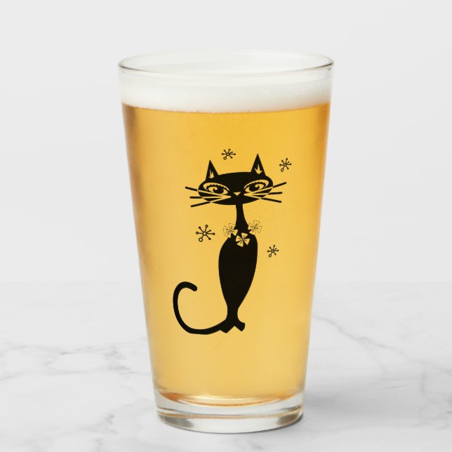 Gato Negro de Estilo Moderno de Mitad de Siglo (Anverso (lleno))