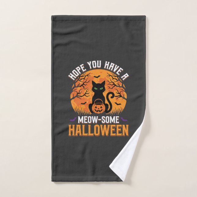 Gato Negro de Halloween Meow-Some (Toalla de mano)