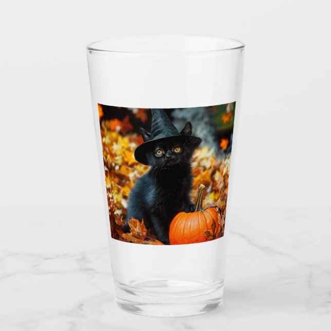 Gato negro de Halloween y calabaza (Anverso)
