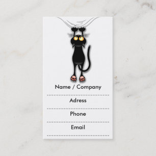 Gato negro de la diversión que cae abajo tarjetas