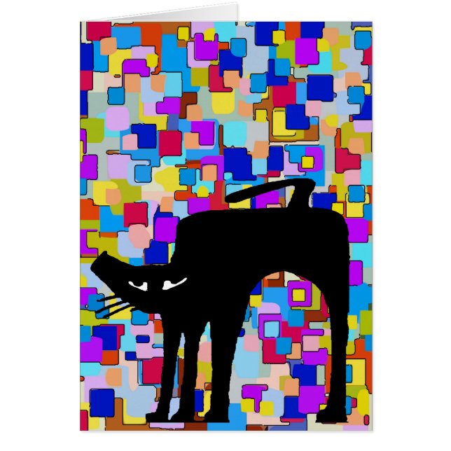 Gato negro de las flores abstractas (Frente)