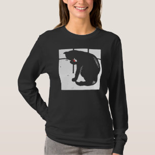 Gato negro de madera victoriano en camiseta