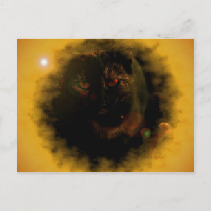 gato negro de ojos verdes tarjeta postal ráfaga de