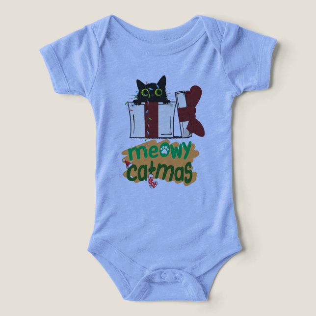 Gato negro de Santa Claus enredado en luces de árb (Diseño delantero )