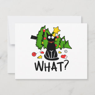Gato Negro Divertido Árbol de Navidad Alegre Santa