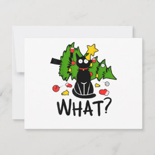 Gato negro divertido árbol de Navidad alegre Santa