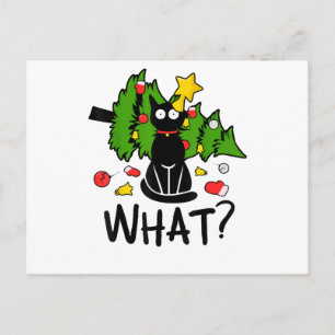 Gato Negro Divertido Árbol de Navidad Merry Santa